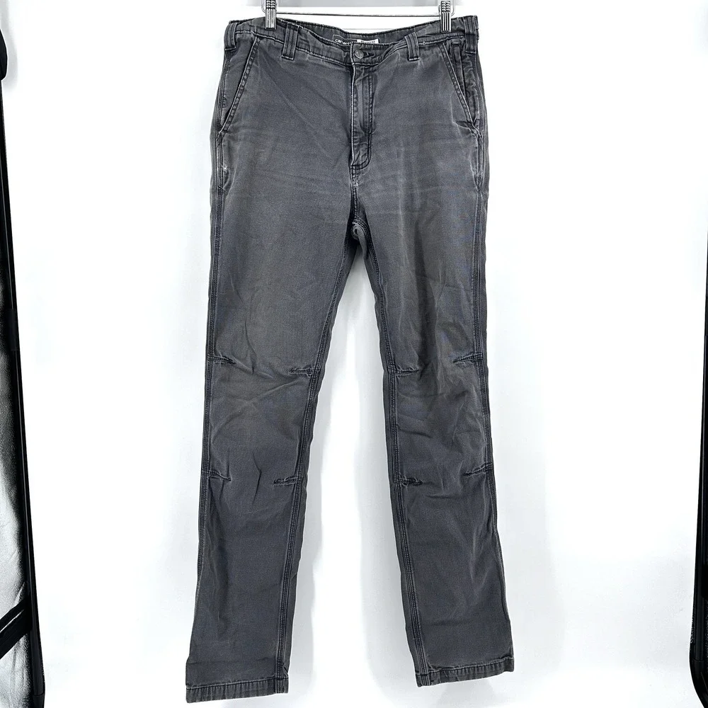 Carhartt Faded Grey Work Pants 34x36 Distressed Repair Grunge Workwear Carpenter